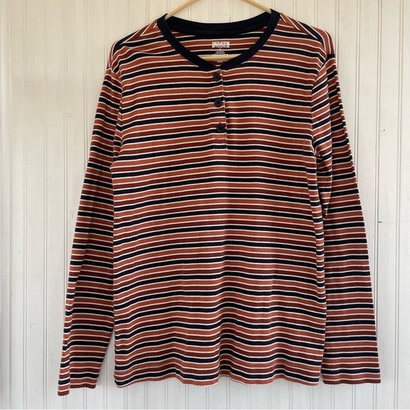 Duluth Trading Company Women's Navy Brown Longtail T Long Sleeve Henley Large - Picture 1 of 7
